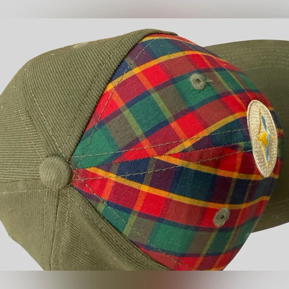 Vintage Webelos Plaid & Olive‎ Green Scouts Hat – Youth Size M/L elastic